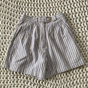 Vintage High Waisted Linen Stripe Shorts